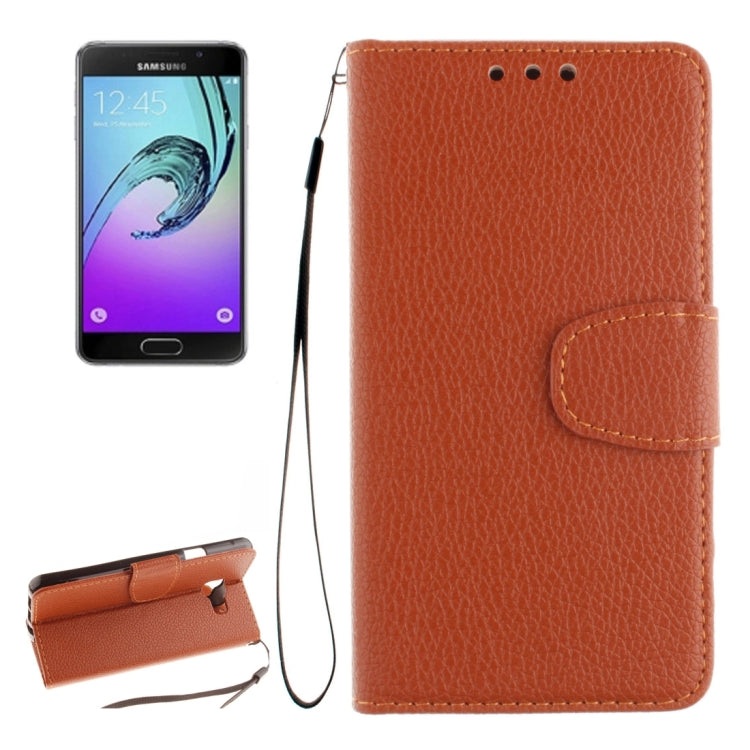 For Galaxy A3 (2016) / A310 Litchi Texture Horizontal Flip Leather Case with Holder & Card Slots & Wallet & Photo Frame & Lanyard