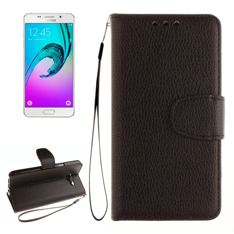 For Galaxy A5 / A510 Litchi Texture Horizontal Flip Leather Case with Holder & Card Slots & Wallet & Photo Frame & Lanyard