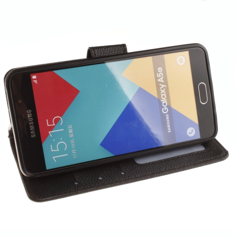 For Galaxy A5 / A510 Litchi Texture Horizontal Flip Leather Case with Holder & Card Slots & Wallet & Photo Frame & Lanyard