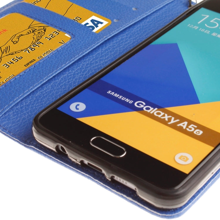 For Galaxy A5 / A510 Litchi Texture Horizontal Flip Leather Case with Holder & Card Slots & Wallet & Photo Frame & Lanyard