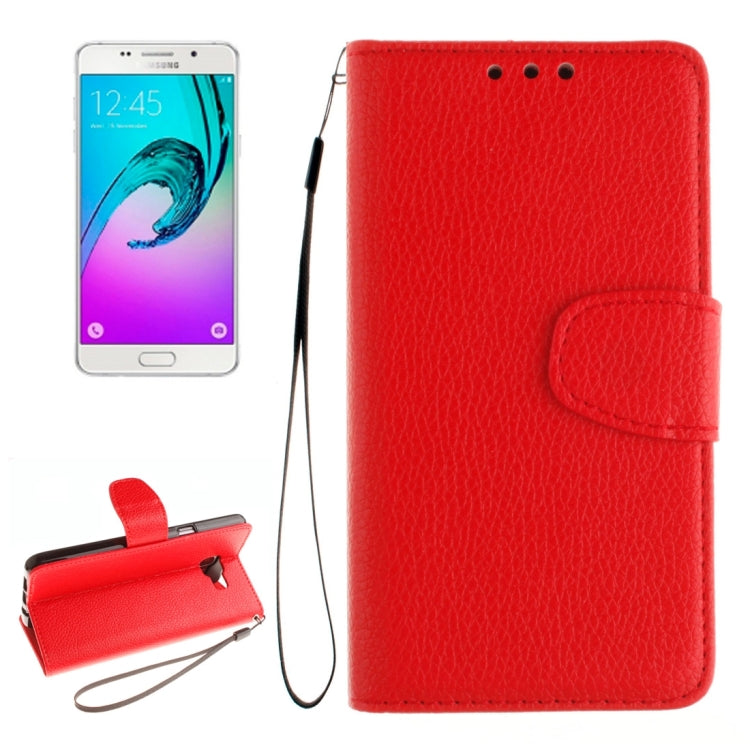For Galaxy A5 / A510 Litchi Texture Horizontal Flip Leather Case with Holder & Card Slots & Wallet & Photo Frame & Lanyard