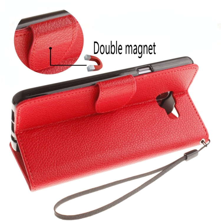 For Galaxy A5 / A510 Litchi Texture Horizontal Flip Leather Case with Holder & Card Slots & Wallet & Photo Frame & Lanyard