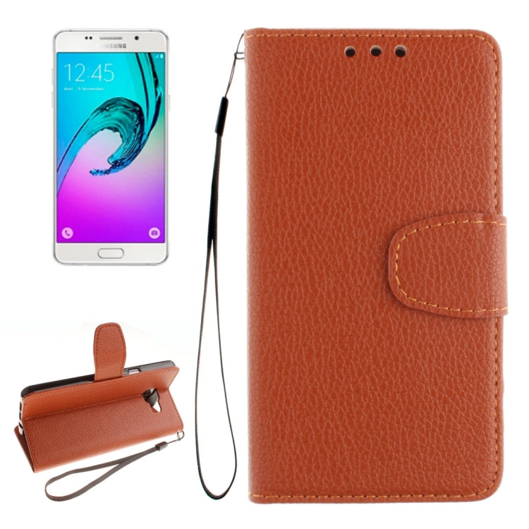 For Galaxy A5 / A510 Litchi Texture Horizontal Flip Leather Case with Holder & Card Slots & Wallet & Photo Frame & Lanyard
