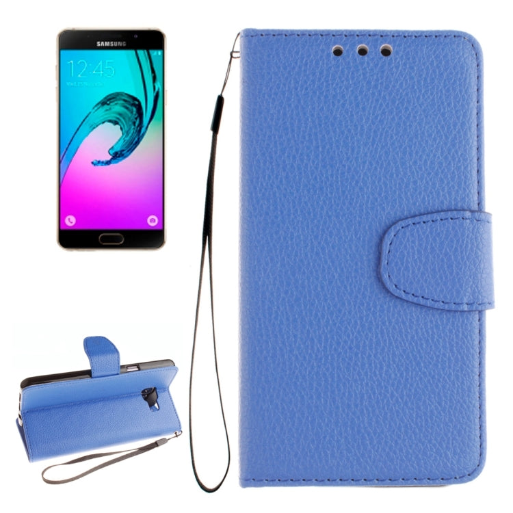 For Galaxy A7 / A710 Litchi Texture Horizontal Flip Leather Case with Holder & Card Slots & Wallet & Photo Frame & Lanyard