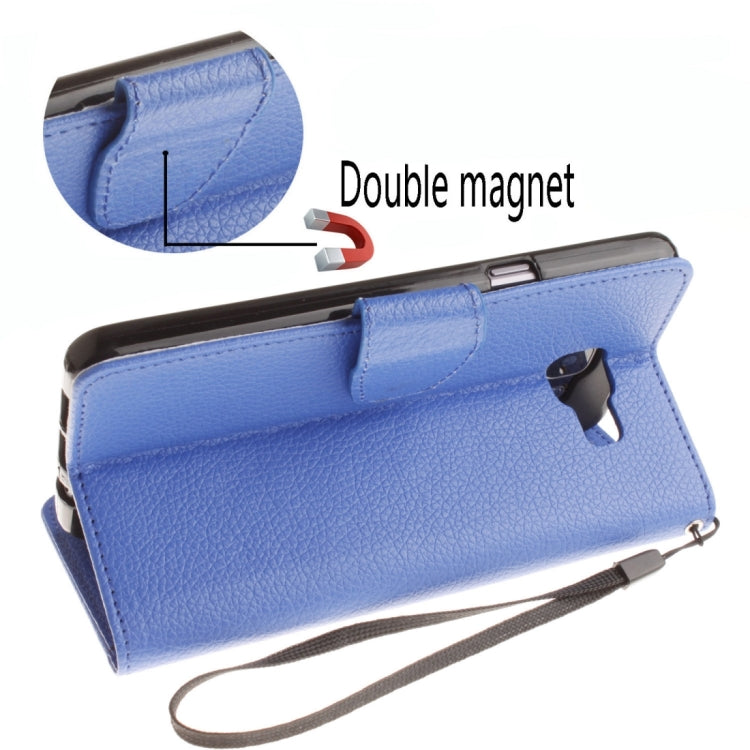 For Galaxy A7 / A710 Litchi Texture Horizontal Flip Leather Case with Holder & Card Slots & Wallet & Photo Frame & Lanyard