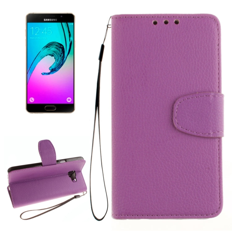 For Galaxy A7 / A710 Litchi Texture Horizontal Flip Leather Case with Holder & Card Slots & Wallet & Photo Frame & Lanyard