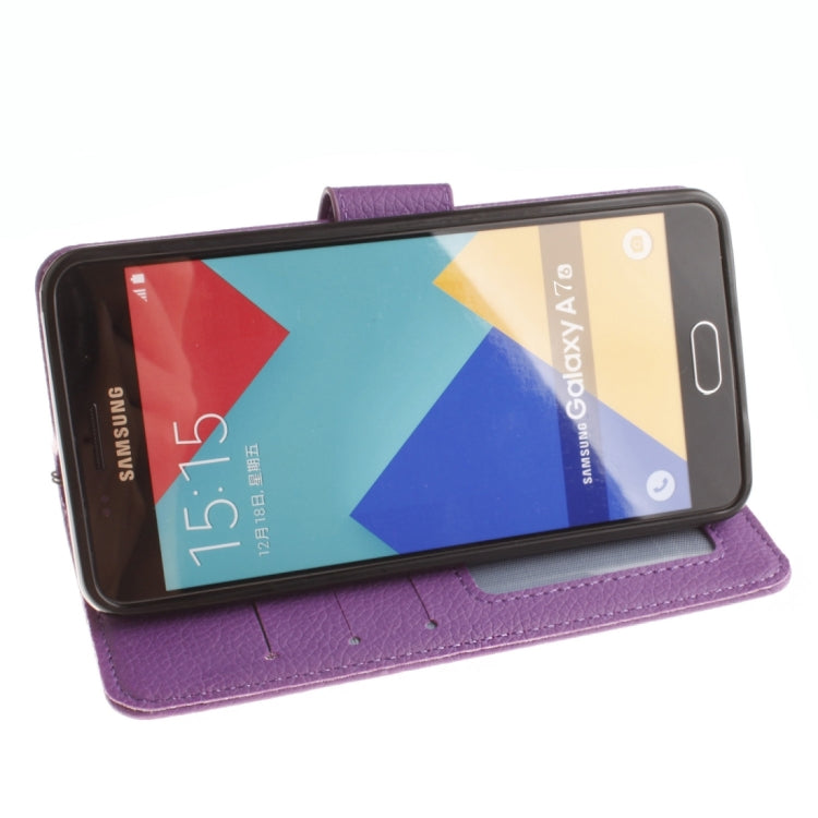 For Galaxy A7 / A710 Litchi Texture Horizontal Flip Leather Case with Holder & Card Slots & Wallet & Photo Frame & Lanyard