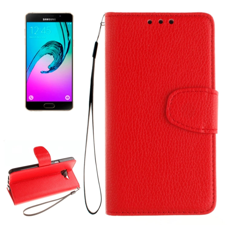 For Galaxy A7 / A710 Litchi Texture Horizontal Flip Leather Case with Holder & Card Slots & Wallet & Photo Frame & Lanyard