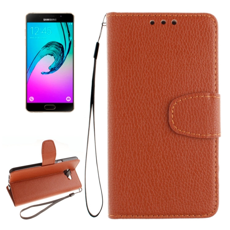 For Galaxy A7 / A710 Litchi Texture Horizontal Flip Leather Case with Holder & Card Slots & Wallet & Photo Frame & Lanyard