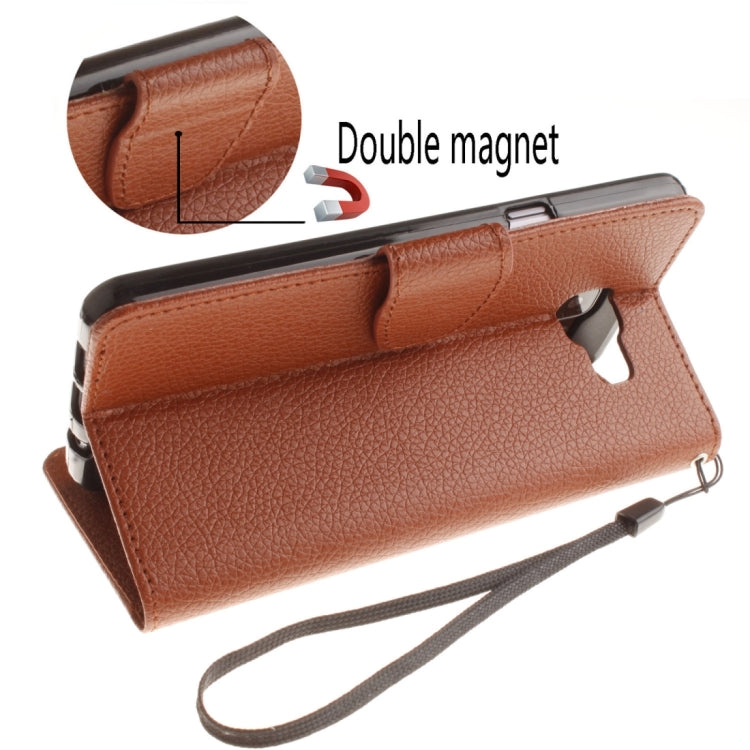 For Galaxy A7 / A710 Litchi Texture Horizontal Flip Leather Case with Holder & Card Slots & Wallet & Photo Frame & Lanyard
