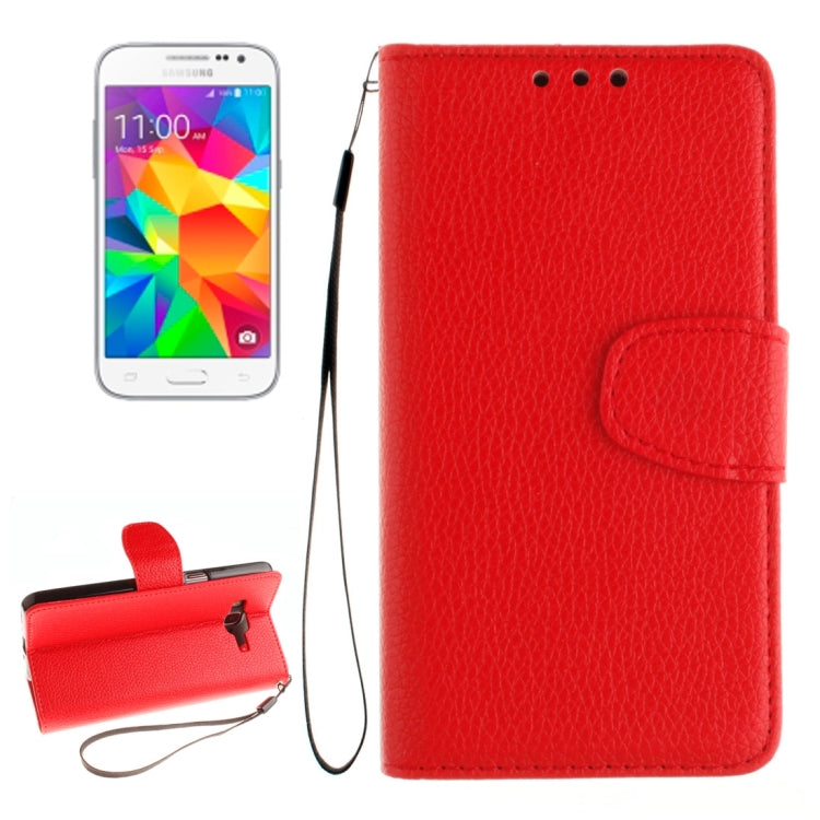 For Galaxy Core Prime / G360 Litchi Texture Horizontal Flip Leather Case with Holder & Card Slots & Wallet & Photo Frame & Lanyard