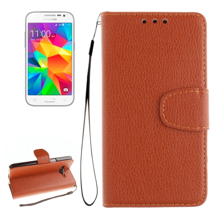 For Galaxy Core Prime / G360 Litchi Texture Horizontal Flip Leather Case with Holder & Card Slots & Wallet & Photo Frame & Lanyard