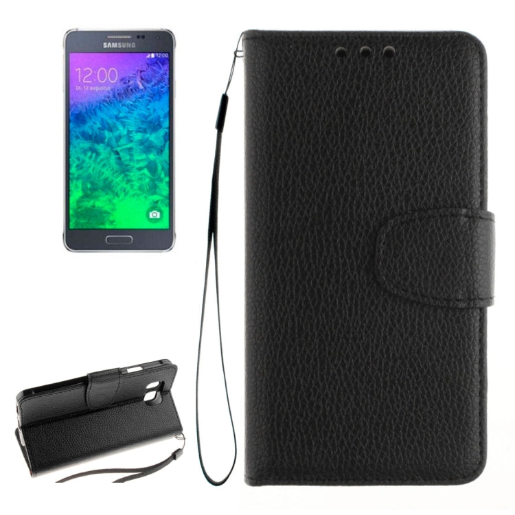 For Galaxy Alpha / G850F Litchi Texture Horizontal Flip Leather Case with Holder & Card Slots & Wallet & Photo Frame & Lanyard