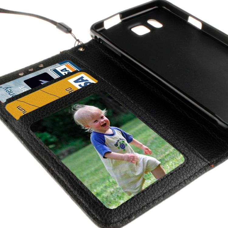 For Galaxy Alpha / G850F Litchi Texture Horizontal Flip Leather Case with Holder & Card Slots & Wallet & Photo Frame & Lanyard