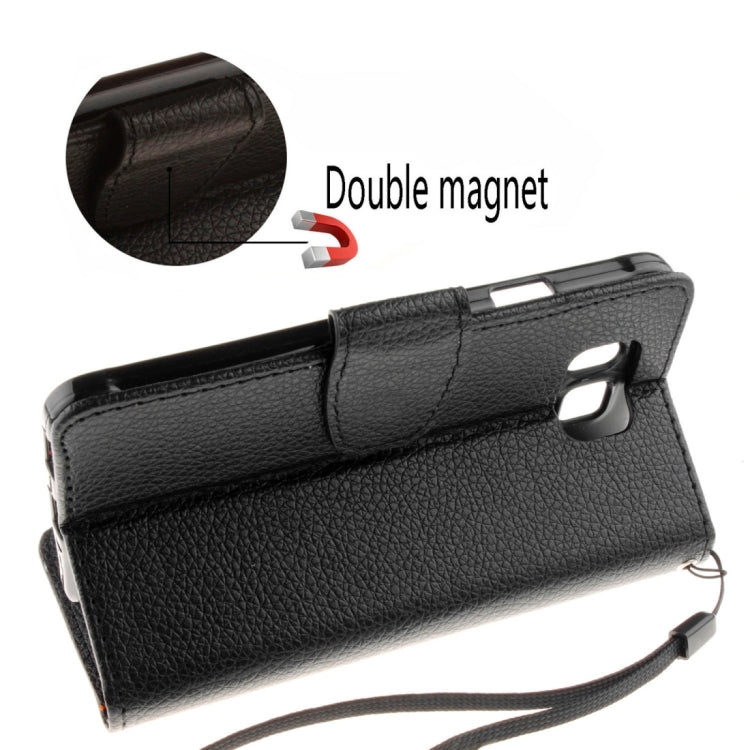 For Galaxy Alpha / G850F Litchi Texture Horizontal Flip Leather Case with Holder & Card Slots & Wallet & Photo Frame & Lanyard