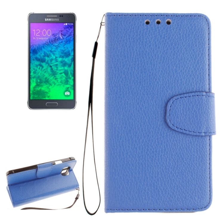 For Galaxy Alpha / G850F Litchi Texture Horizontal Flip Leather Case with Holder & Card Slots & Wallet & Photo Frame & Lanyard