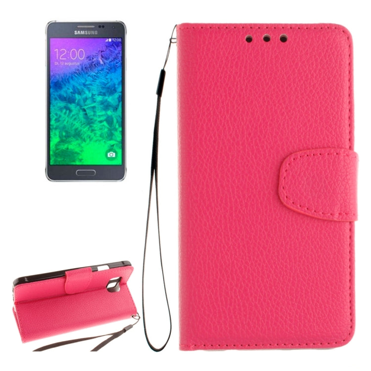 For Galaxy Alpha / G850F Litchi Texture Horizontal Flip Leather Case with Holder & Card Slots & Wallet & Photo Frame & Lanyard