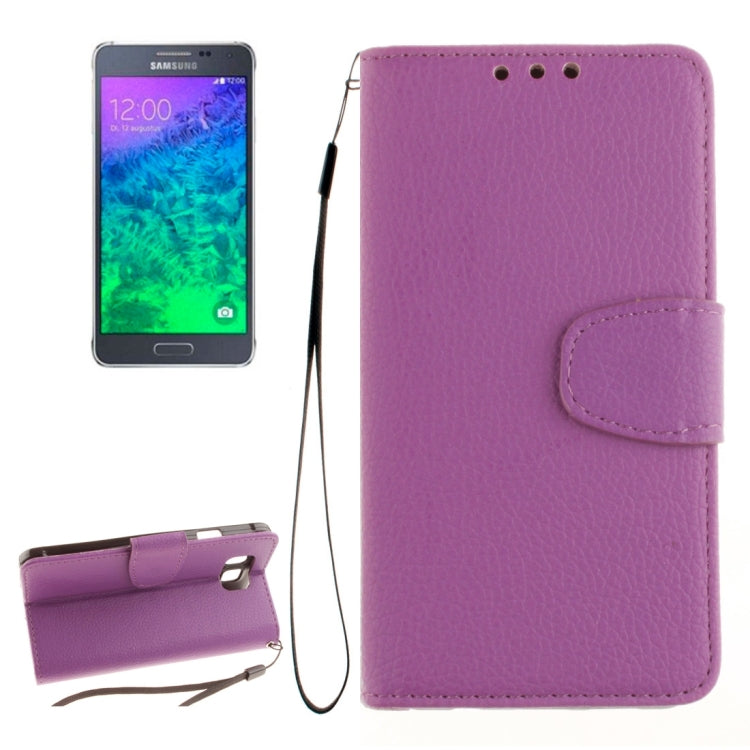For Galaxy Alpha / G850F Litchi Texture Horizontal Flip Leather Case with Holder & Card Slots & Wallet & Photo Frame & Lanyard