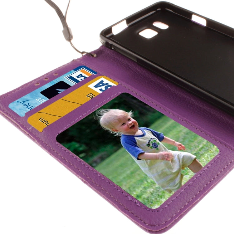For Galaxy Alpha / G850F Litchi Texture Horizontal Flip Leather Case with Holder & Card Slots & Wallet & Photo Frame & Lanyard