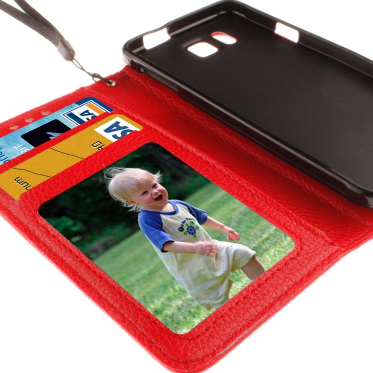 For Galaxy Alpha / G850F Litchi Texture Horizontal Flip Leather Case with Holder & Card Slots & Wallet & Photo Frame & Lanyard