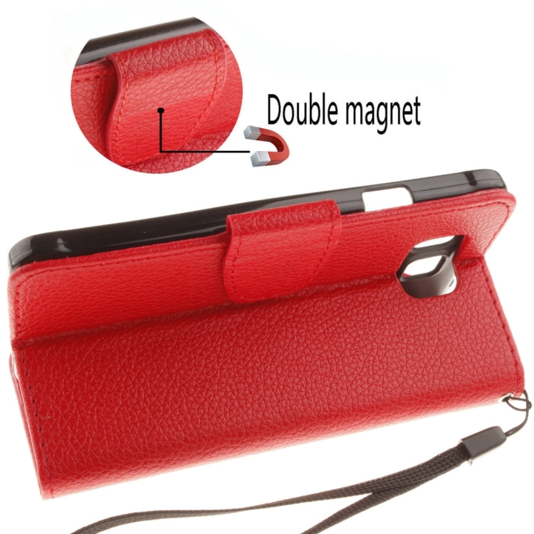 For Galaxy Alpha / G850F Litchi Texture Horizontal Flip Leather Case with Holder & Card Slots & Wallet & Photo Frame & Lanyard