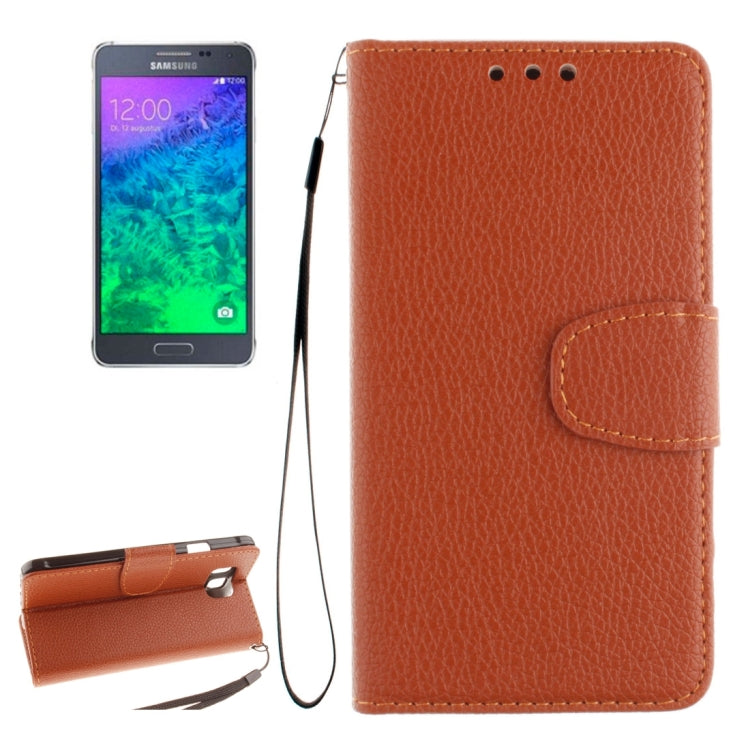 For Galaxy Alpha / G850F Litchi Texture Horizontal Flip Leather Case with Holder & Card Slots & Wallet & Photo Frame & Lanyard