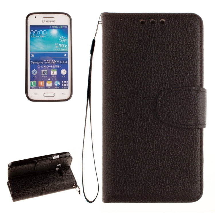 For Galaxy Ace 4 / G313H Litchi Texture Horizontal Flip Leather Case with Holder & Card Slots & Wallet & Photo Frame & Lanyard