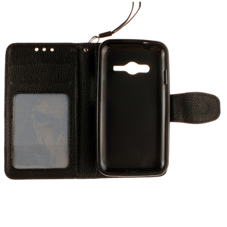 For Galaxy Ace 4 / G313H Litchi Texture Horizontal Flip Leather Case with Holder & Card Slots & Wallet & Photo Frame & Lanyard