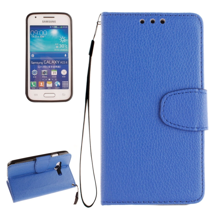 For Galaxy Ace 4 / G313H Litchi Texture Horizontal Flip Leather Case with Holder & Card Slots & Wallet & Photo Frame & Lanyard