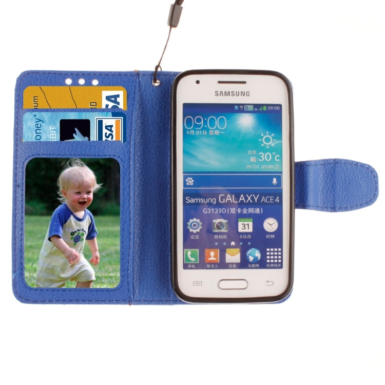 For Galaxy Ace 4 / G313H Litchi Texture Horizontal Flip Leather Case with Holder & Card Slots & Wallet & Photo Frame & Lanyard