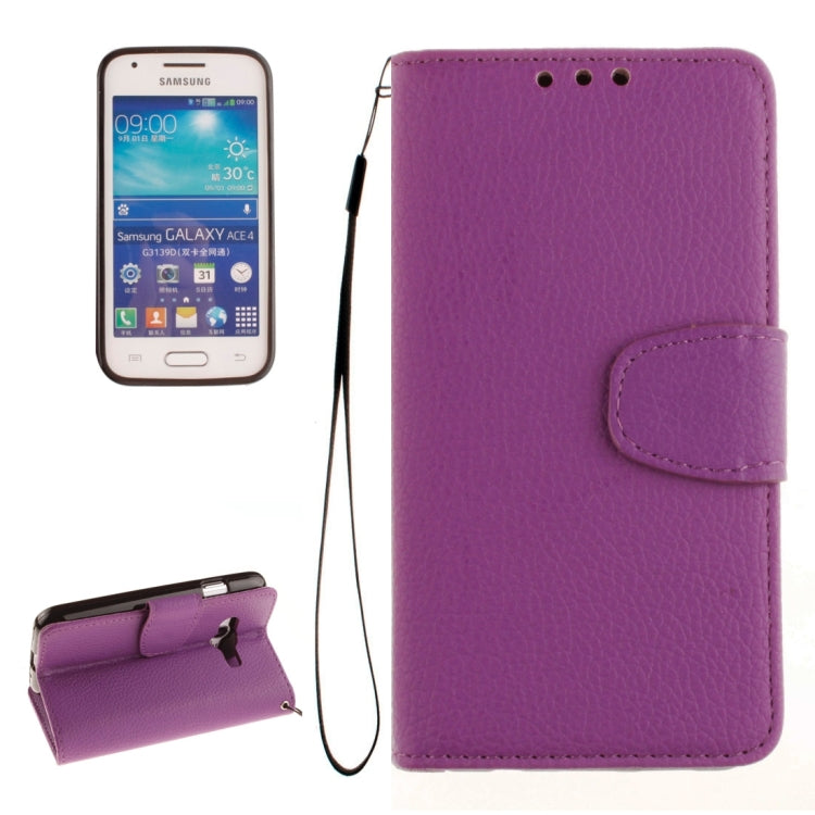 For Galaxy Ace 4 / G313H Litchi Texture Horizontal Flip Leather Case with Holder & Card Slots & Wallet & Photo Frame & Lanyard