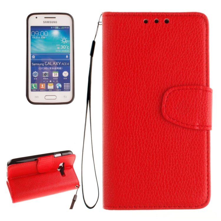 For Galaxy Ace 4 / G313H Litchi Texture Horizontal Flip Leather Case with Holder & Card Slots & Wallet & Photo Frame & Lanyard
