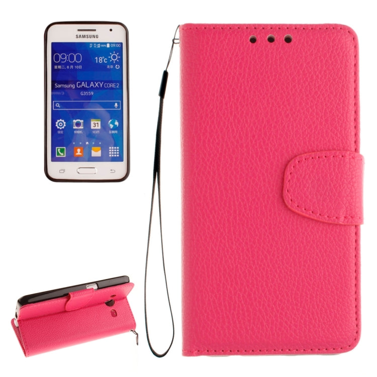 For Galaxy Core 2 / G355 Litchi Texture Horizontal Flip Leather Case with Holder & Card Slots & Wallet & Photo Frame & Lanyard