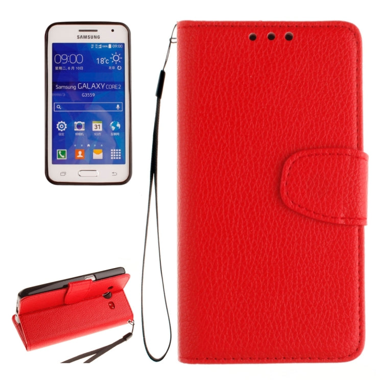 For Galaxy Core 2 / G355 Litchi Texture Horizontal Flip Leather Case with Holder & Card Slots & Wallet & Photo Frame & Lanyard