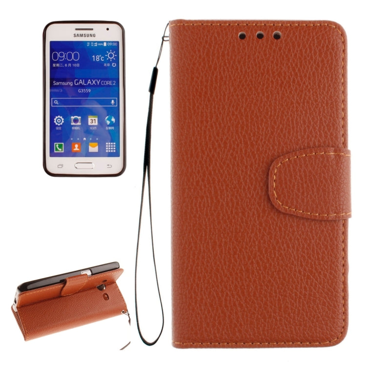 For Galaxy Core 2 / G355 Litchi Texture Horizontal Flip Leather Case with Holder & Card Slots & Wallet & Photo Frame & Lanyard