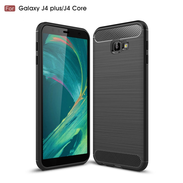 Brushed Texture Carbon Fiber Shockproof TPU Case for Galaxy J4 Core / J4+