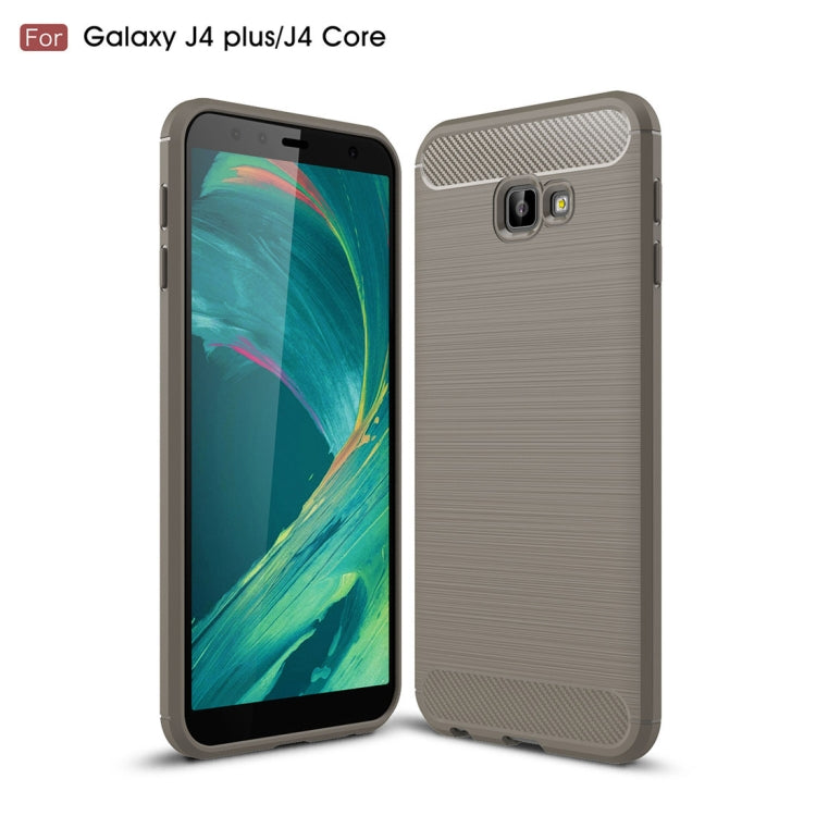 Brushed Texture Carbon Fiber Shockproof TPU Case for Galaxy J4 Core / J4+