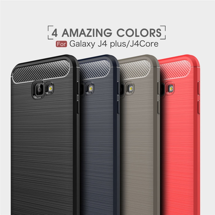 Brushed Texture Carbon Fiber Shockproof TPU Case for Galaxy J4 Core / J4+