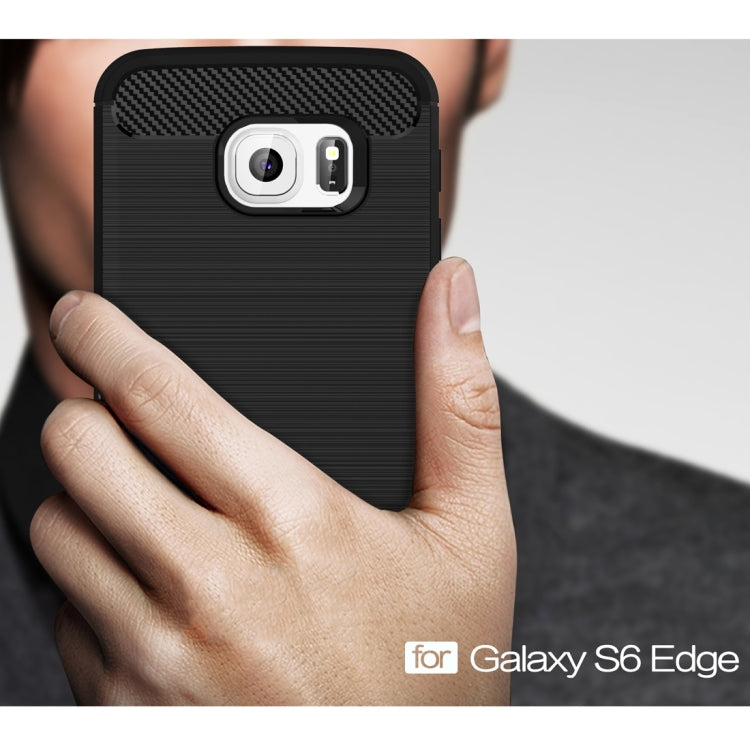 For Galaxy S6 Edge / G925 Brushed Texture Fiber TPU Rugged Armor Protective Case