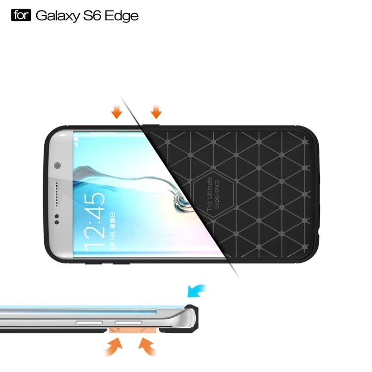 For Galaxy S6 Edge / G925 Brushed Texture Fiber TPU Rugged Armor Protective Case