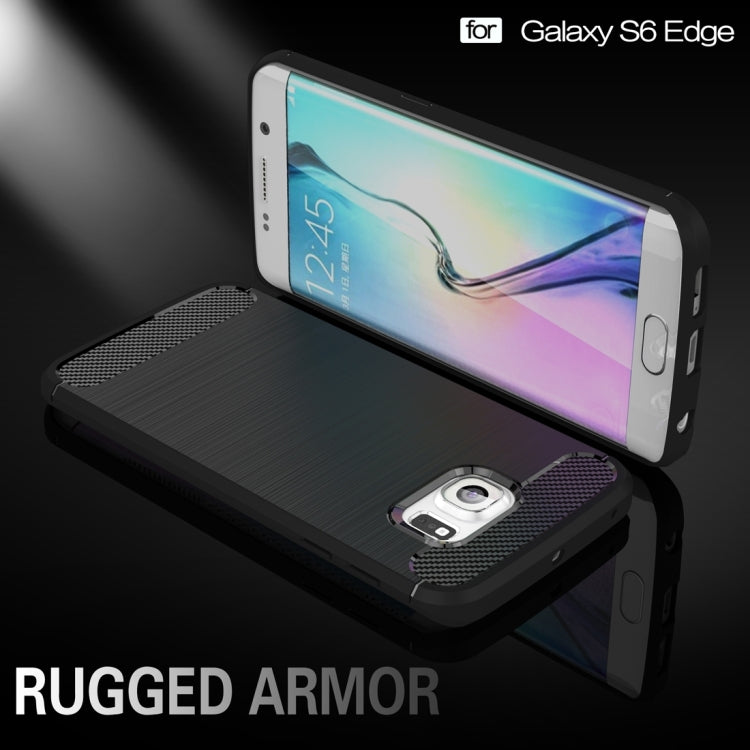 For Galaxy S6 Edge / G925 Brushed Texture Fiber TPU Rugged Armor Protective Case