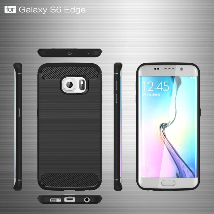 For Galaxy S6 Edge / G925 Brushed Texture Fiber TPU Rugged Armor Protective Case