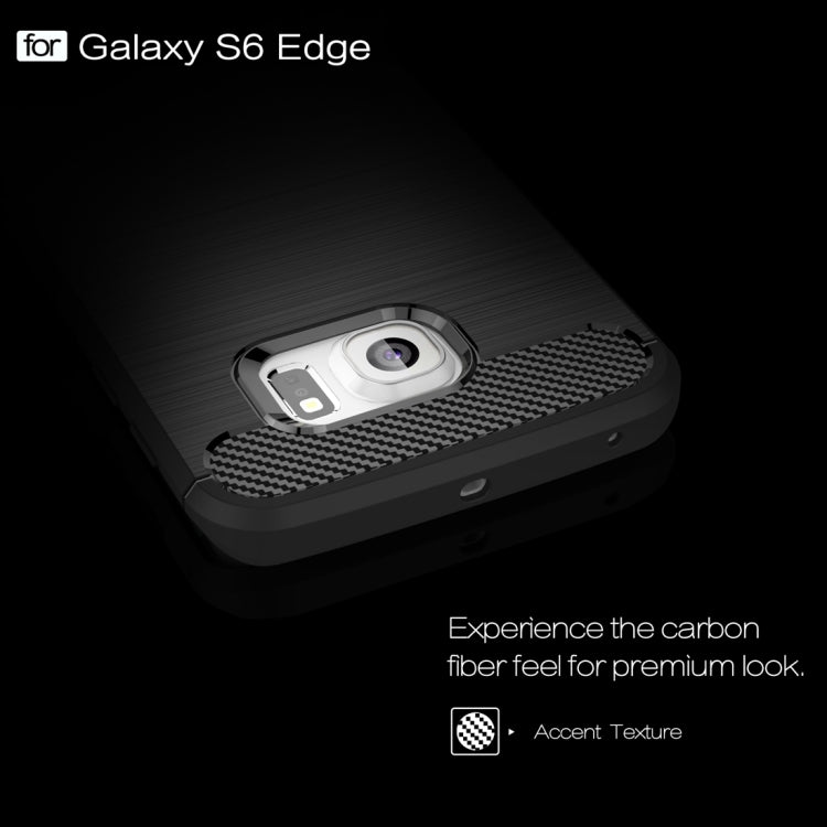 For Galaxy S6 Edge / G925 Brushed Texture Fiber TPU Rugged Armor Protective Case