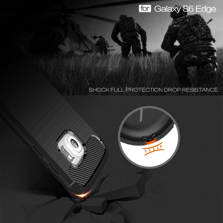 For Galaxy S6 Edge / G925 Brushed Texture Fiber TPU Rugged Armor Protective Case