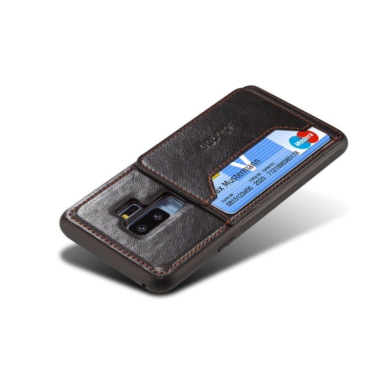 Dibase for Galaxy S9+ TPU + PC + PU Crazy Horse Texture Protective Case with Holder & Card Slots