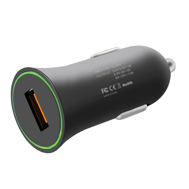 12V 18W Universal Qualcomm Quick Charge 3.0 USB Port Car Charger with Type C USB Cable Set for Samsung, Google, LG, Huawei, Nokia, Microsoft, Xiaomi, Letv, Meizu(Black)