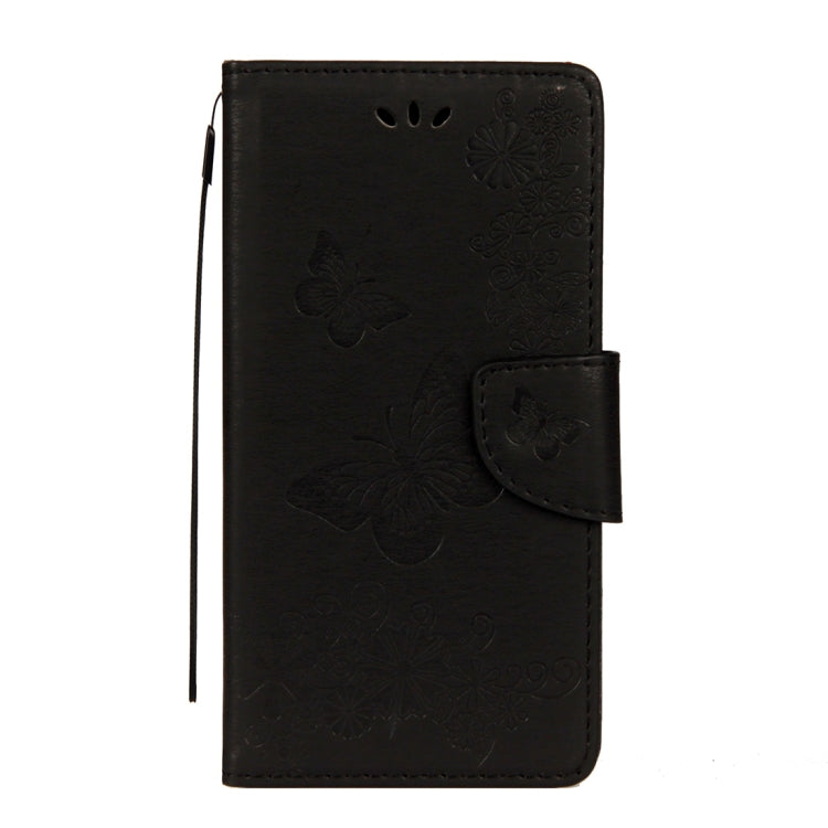 For Galaxy J7 (2017) (EU Version) Pressed Flowers Butterfly Pattern Horizontal Flip Leather Case with Holder & Card Slots & Wallet & Lanyard