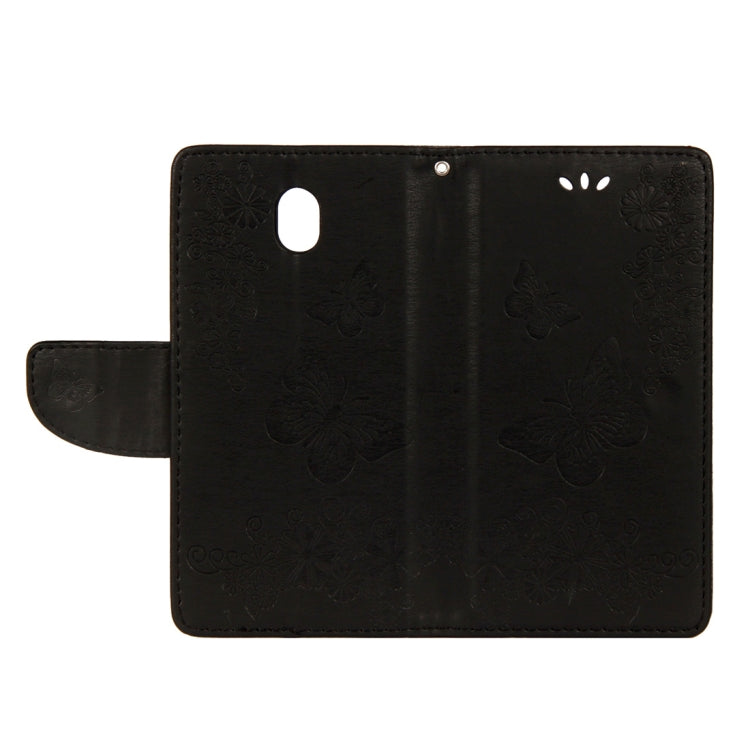 For Galaxy J7 (2017) (EU Version) Pressed Flowers Butterfly Pattern Horizontal Flip Leather Case with Holder & Card Slots & Wallet & Lanyard