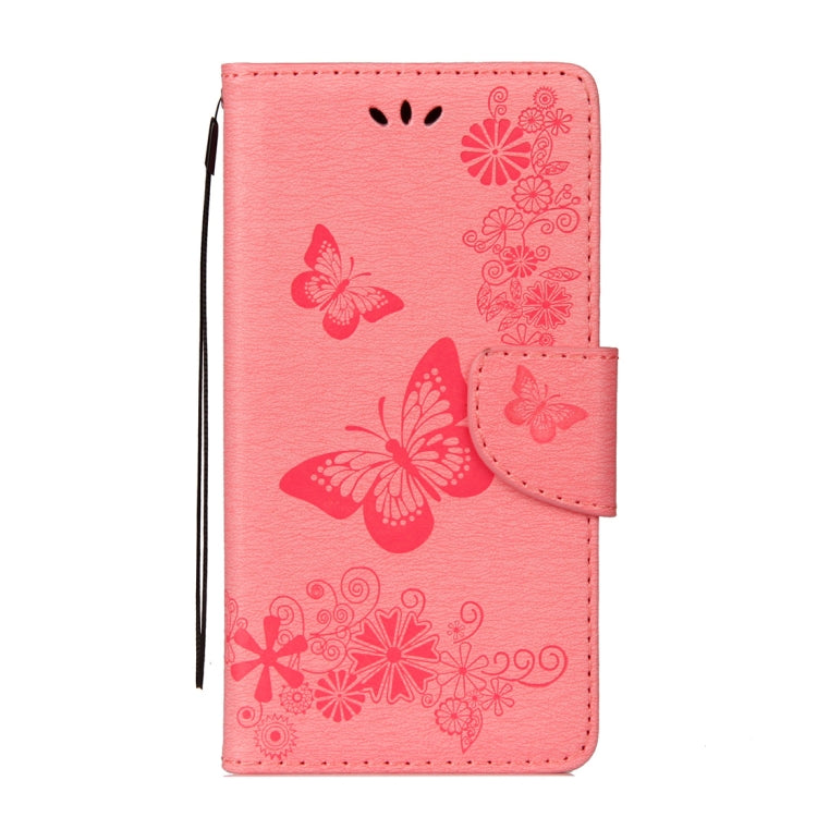 For Galaxy J7 (2017) (EU Version) Pressed Flowers Butterfly Pattern Horizontal Flip Leather Case with Holder & Card Slots & Wallet & Lanyard