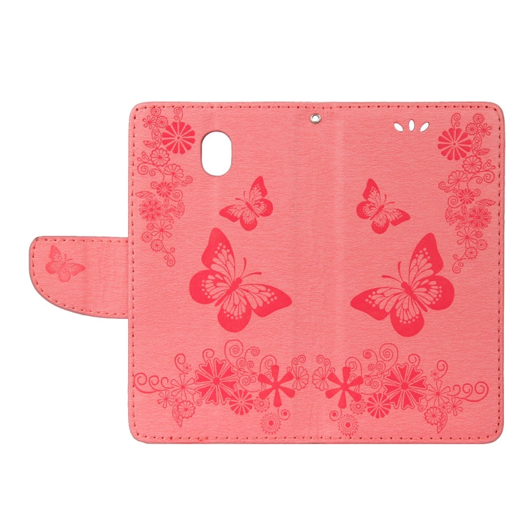 For Galaxy J7 (2017) (EU Version) Pressed Flowers Butterfly Pattern Horizontal Flip Leather Case with Holder & Card Slots & Wallet & Lanyard